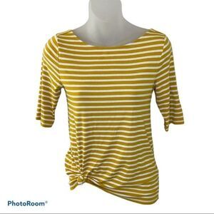 Old Navy Yellow Striped Scoop Back Top Size Small